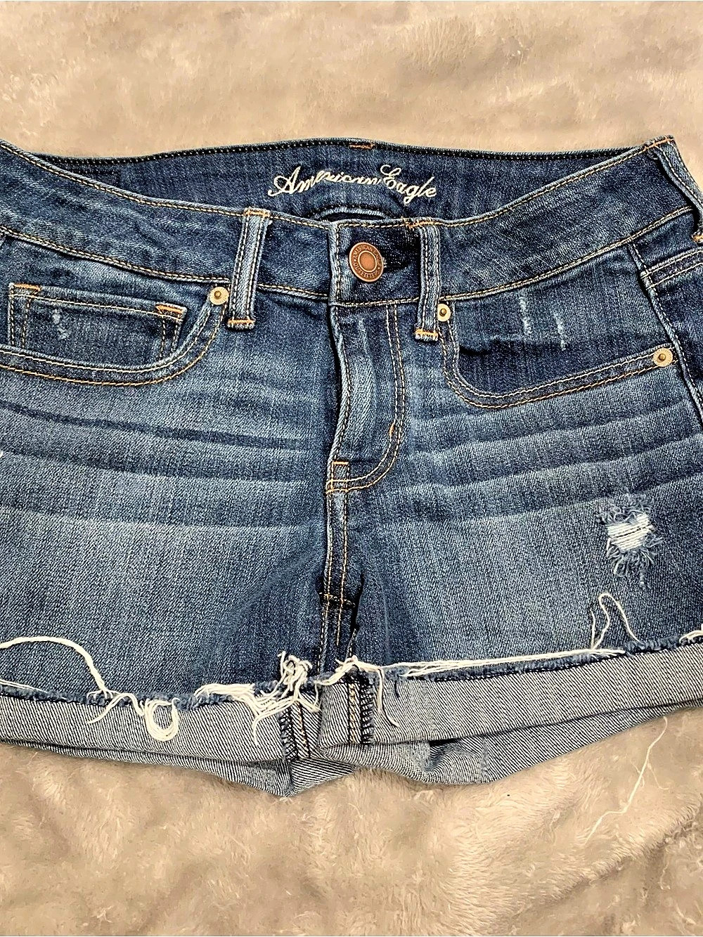 American Eagle AE Denim X4 Distressed Denim Jean Shorts Size 6 Teen